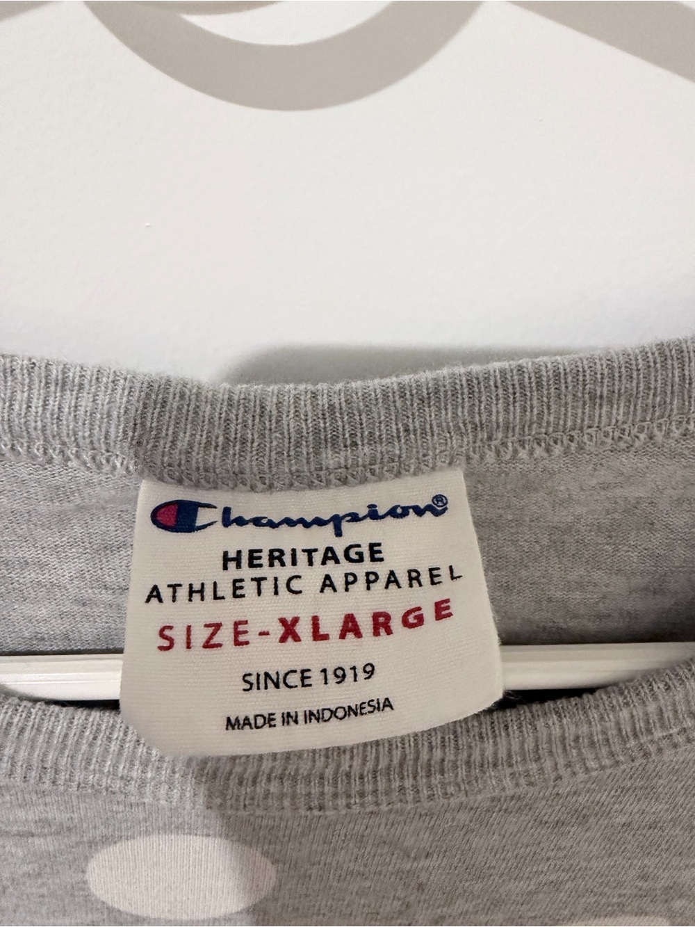 Champion Gray Tee with White All-Over Logo Print - Picture 2 of 3
